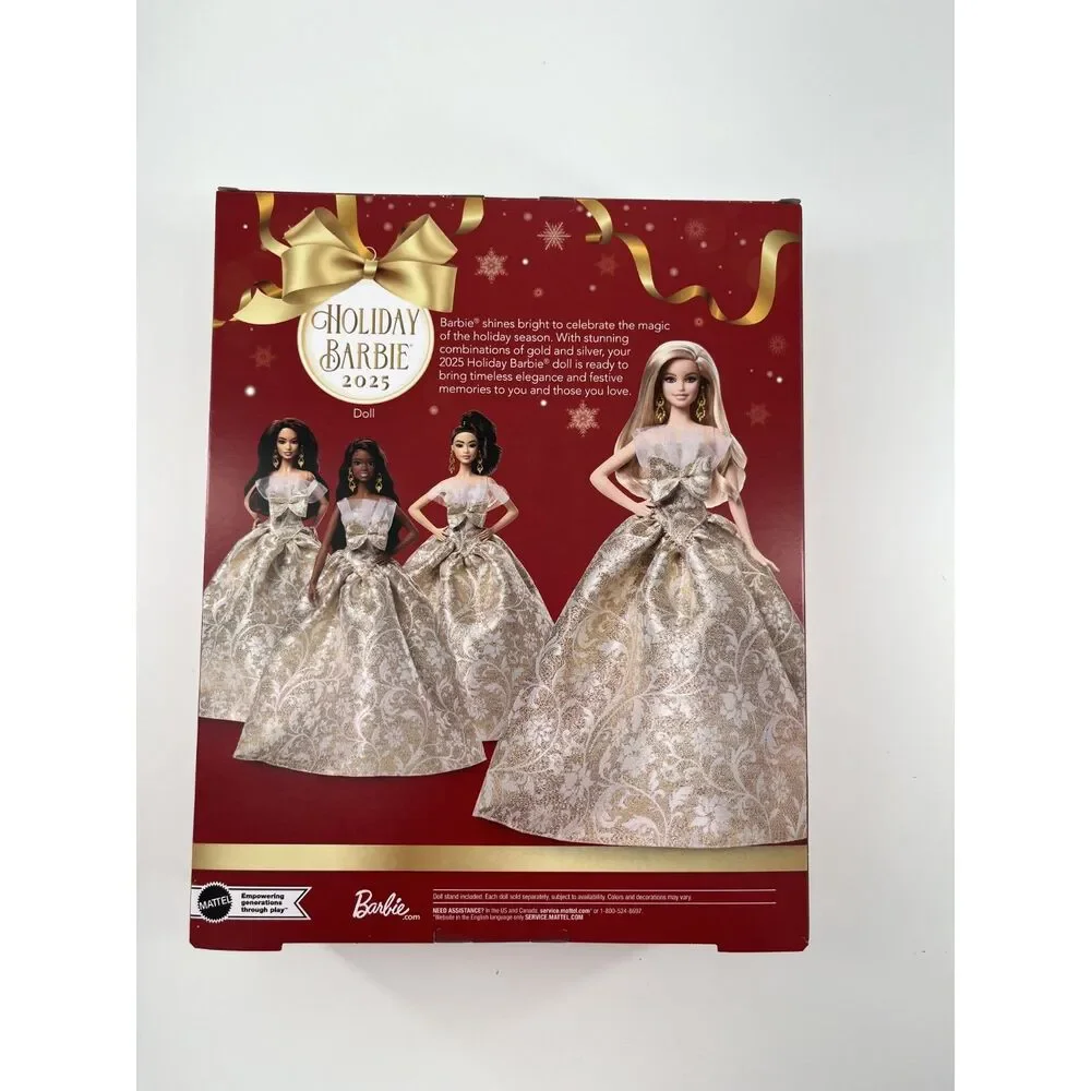 Barbie Signature 2025 Holiday Blonde Fashion Doll with Silver & Gold Gown NWB - Picture 5 of 6